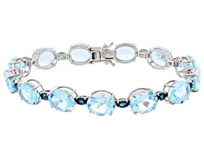 Sky Blue Topaz With London Blue Topaz Rhodium Over Sterling Silver Bracelet 45.85ctw