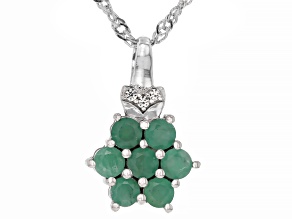 Brazilian Emerald Rhodium Over Sterling Silver Pendant with Chain 0.58ctw