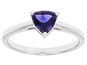 Blue Iolite Rhodium Over Sterling Silver Ring 0.45ct