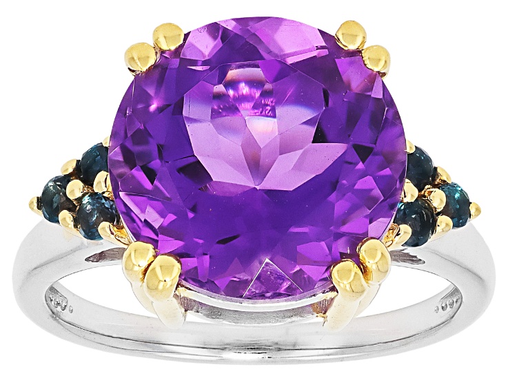 Purple Canela Amethyst Rhodium and 18K Yellow Gold Over Sterling Silver Ring 5.18ctw