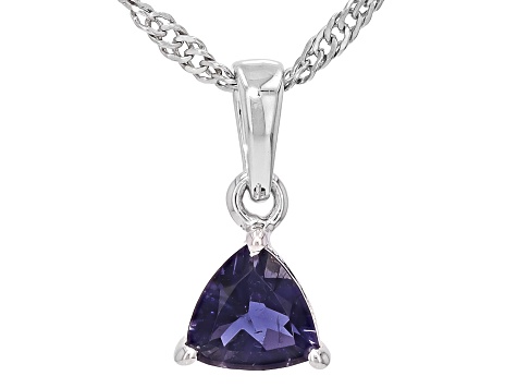 Blue Iolite Rhodium Over Sterling Silver Pendant with Chain 0.45ct