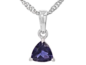Blue Iolite Rhodium Over Sterling Silver Pendant with Chain 0.45ct