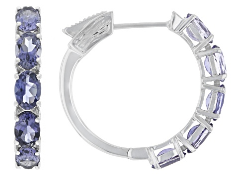 Blue Iolite Rhodium Over Sterling Silver Earrings 3.46ctw