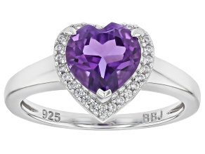 Purple African Amethyst Rhodium Over Sterling Silver Halo Ring 1.56ctw