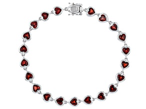 Red Garnet Rhodium Over Sterling Silver Tennis Bracelet 14.81ctw