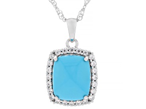 Sleeping Beauty Turquoise Rhodium Over Sterling Silver Pendant with Chain