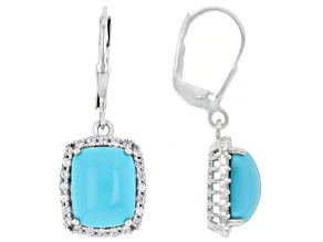 Sleeping Beauty Turquoise Rhodium Over Sterling Silver Earrings 0.54ctw