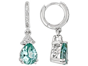 Green Lab Created Spinel Rhodium Over Sterling Silver Earrings 4.30ctw
