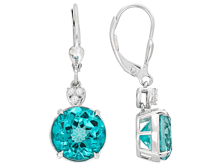 Paraiba Color Topaz With White Topaz Rhodium Over Sterling Silver Earrings 8.12ctw