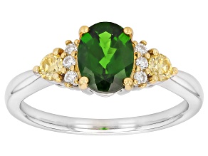 Chrome Diopside Rhodium and 18K Yellow Gold Over Sterling Silver Ring 1.33ctw