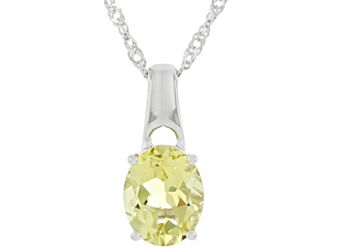Yellow Lemon Quartz Rhodium Over Sterling Silver Pendant with Chain 2.25ct