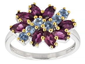 Grape Color Rhodolite Rhodium Over Sterling Silver Two-Tone Ring 1.45ctw