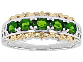 Chrome Diopside Rhodium & 18K Yellow Gold Over Sterling Silver Ring 0.90ctw