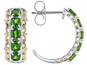Chrome Diopside Rhodium & 18K Yellow Gold Over Sterling Silver Earrings 1.80ctw