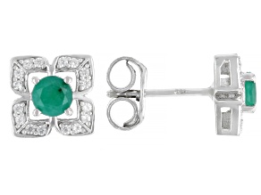 Green Emerald Rhodium Over Sterling Silver Earrings 0.45ctw