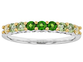 Chrome Diopside Rhodium and 18K Yellow Gold Over Sterling Silver Ring 0.62ctw