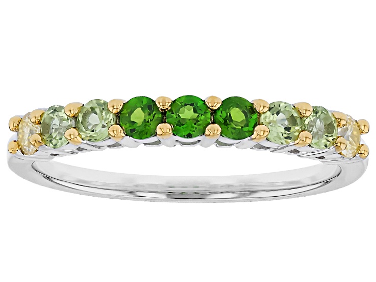 Chrome Diopside Rhodium and 18K Yellow Gold Over Sterling Silver Ring 0.62ctw