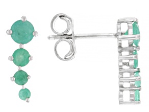 Green Emerald Rhodium Over Sterling Silver Earrings 0.69ctw