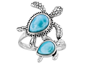 Blue Larimar Sterling Silver Turtle Ring