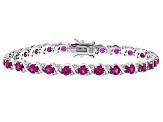 Red Lab Created Ruby Rhodium Over Sterling Silver Bracelet 6.80ctw