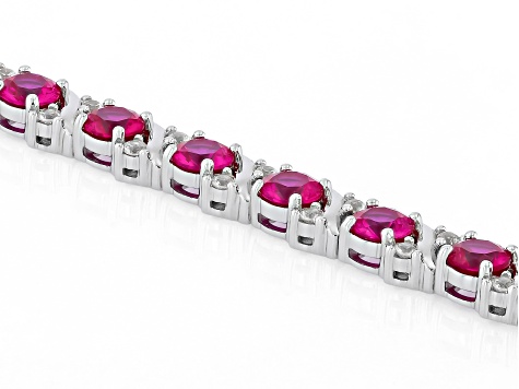 Red Lab Created Ruby Rhodium Over Sterling Silver Bracelet 6.80ctw