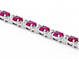 Red Lab Created Ruby Rhodium Over Sterling Silver Bracelet 6.80ctw