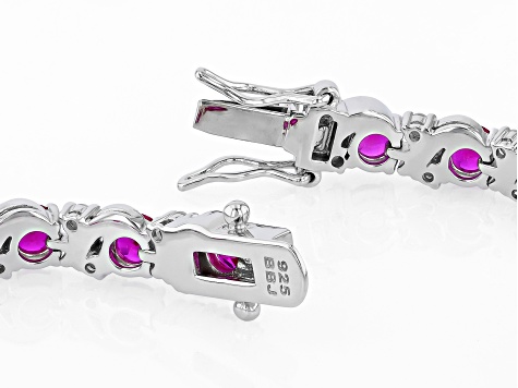 Red Lab Created Ruby Rhodium Over Sterling Silver Bracelet 6.80ctw