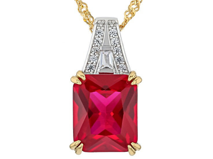 Lab Created Ruby Rhodium & 18K Yellow Gold Over Sterling Silver