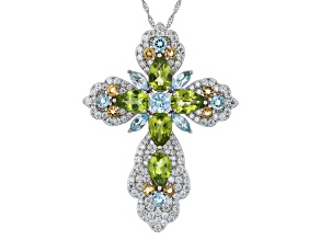 Green Manchurian Peridot™ Rhodium Over Silver Pendant With Chain 10.89ctw
