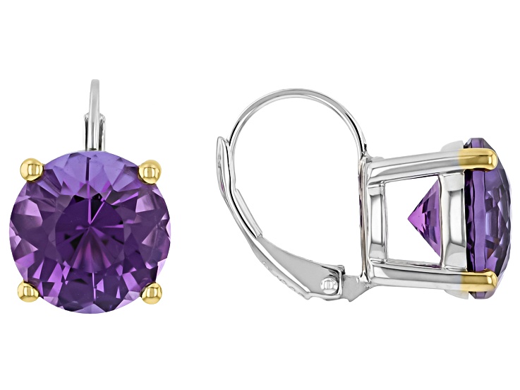 Purple Canela Amethyst Rhodium Over Sterling Silver Swirl Dutch Cut Two-Tone Earrings 5.87ctw