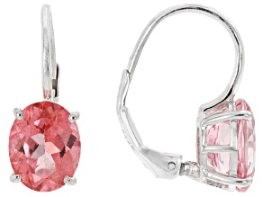 Padparadscha Color Topaz Rhodium Over Sterling Silver Earrings 5.64ctw
