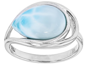Blue Larimar Rhodium Over Sterling Silver Ring