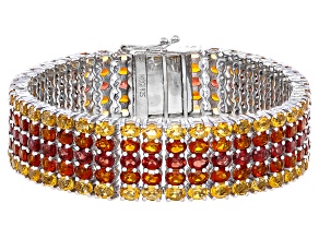 Multi-Stone Platinum Over Sterling Silver Bracelet 37.14ctw