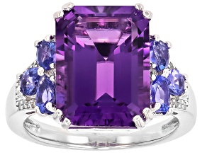 Purple Canela Amethyst Rhodium Over Sterling Silver Ring 7.35ctw