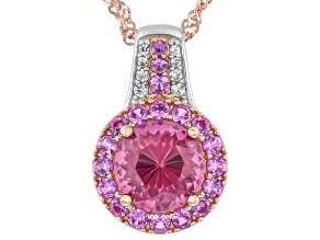 Cranberry Zandrite(R) Rhodium and 18K Rose Gold Over Sterling Silver Pendant with Chain 2.96ctw