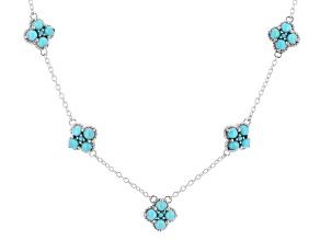 Blue Sleeping Beauty Turquoise Rhodium Over Sterling Silver Necklace