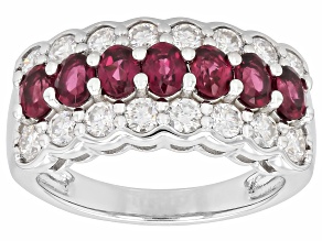 Rhodolite with White Moissanite 325 Silver Ring 1.96ctw