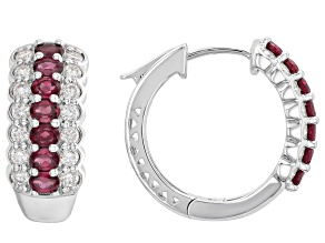 Rhodolite 325 Silver Hoop Earrings 3.37ctw