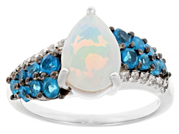 Picture of White Ethiopian Opal Rhodium Over Sterling Silver Ring 1.72ctw