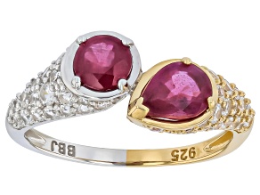 Mahaleo(R) Ruby With White Zircon Rhodium Over Sterling Silver Two Tone Ring 2.73ctw