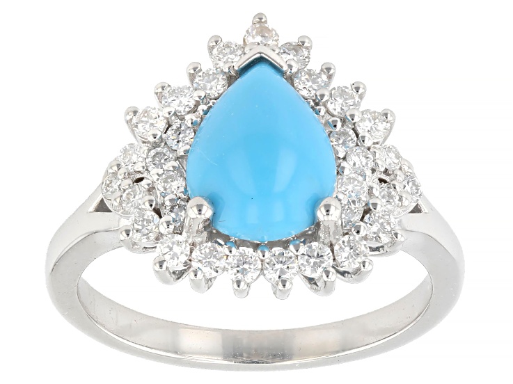 Blue Sleeping Beauty Turquoise With White Lab Grown Diamond