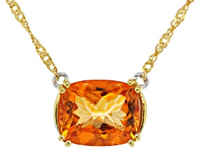Orange Mandarin Topaz Rhodium and 18k Yellow Gold Over Sterling Silver Necklace 5.58ct