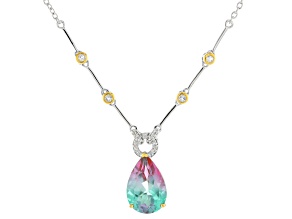 Bi-Color Watermelon Topaz Rhodium Over Sterling Silver Two-Tone Necklace 5.54ctw