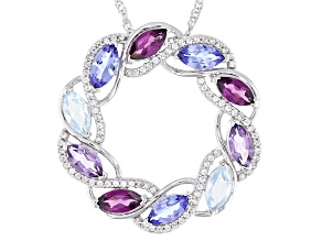 Blue Tanzanite Rhodium Over Sterling Silver Pendant with Chain 3.74ctw