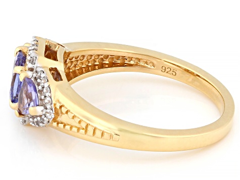 Blue Tanzanite 18k Yellow Gold Over Sterling Silver Ring