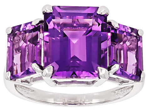 Purple Canela Amethyst Rhodium Over Sterling Silver Ring 6.48ctw