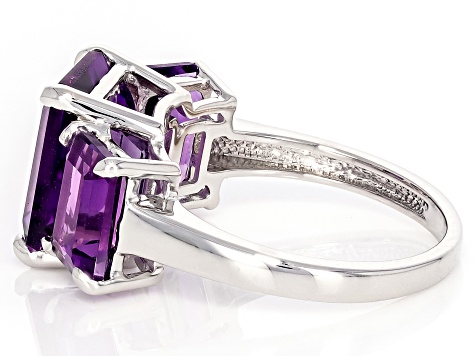 Purple Canela Amethyst Rhodium Over Sterling Silver Ring 6.48ctw