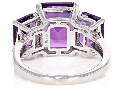Purple Canela Amethyst Rhodium Over Sterling Silver Ring 6.48ctw