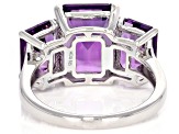 Purple Canela Amethyst Rhodium Over Sterling Silver Ring 6.48ctw