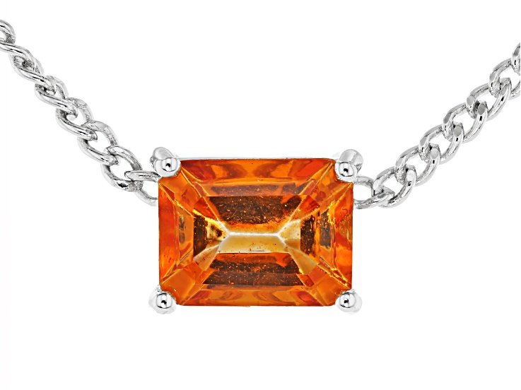 Orange Mandarin Topaz Rhodium Over Sterling Silver Necklace 2.70ct